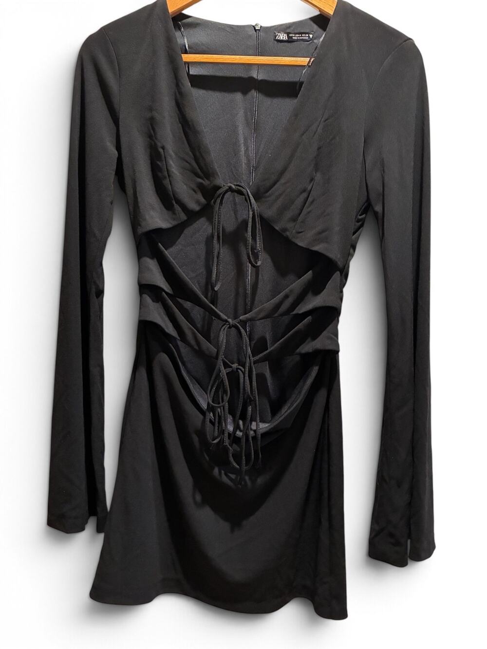 Zara Black Long Sleeve Cut-Out Mini Dress Bodycon